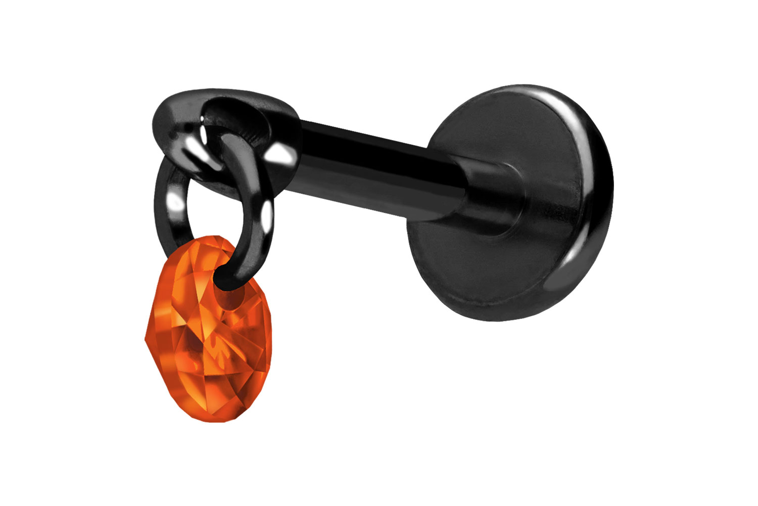 Titan Labret Piercing mit Push Fit RUNDER KRISTALL